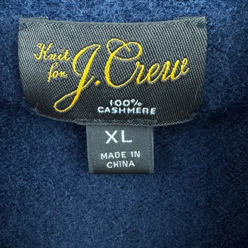 J. Crew Cashmere‎ Quarter Zip Sweater Mens XL Navy Blue Mock Neck Luxury Soft